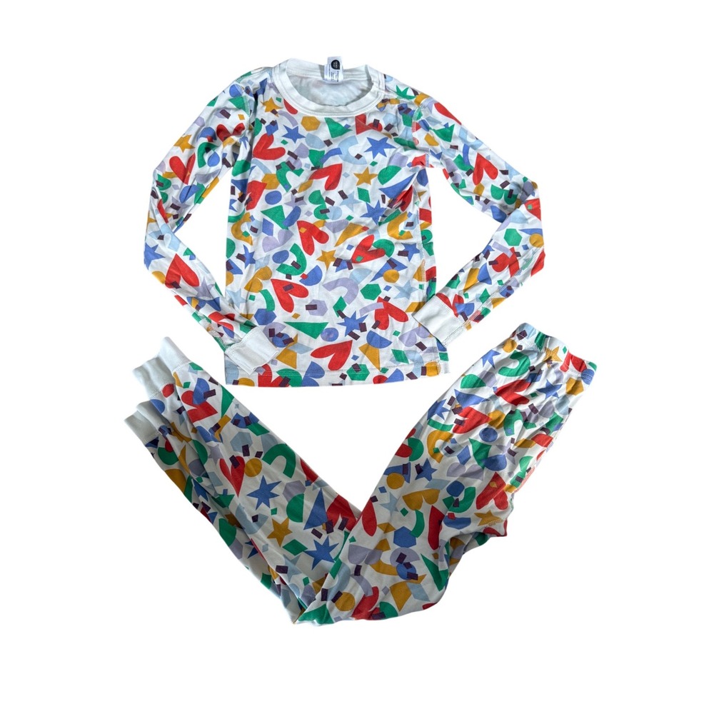 Hanna Andersson Kids Organic Cotton Pajama Set Size 12 Geometric Print Multi